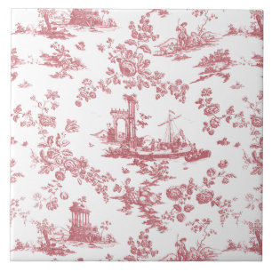 Carreau Toile vintage Florale de Jouy-Pink