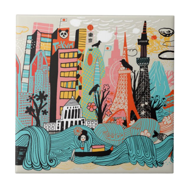 Carreau Tokyo tirée par la main Japon (Devant)