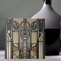 Tonalité bronze et bleu Art Déco géométrique