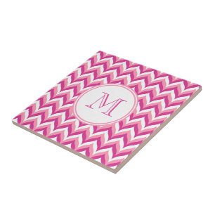 Carreau Tons Rose Et Blanc Zigzag Chevron Motif
