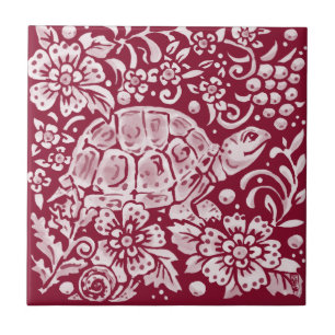 Carreau Tortue Bourgogne Snail Forêt Florale Jardin Animal