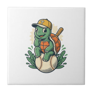 Carreau Tortue de baseball Gravure Vintage Design Graphiqu