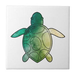 Carreau Tortue de mer aquarelle verte