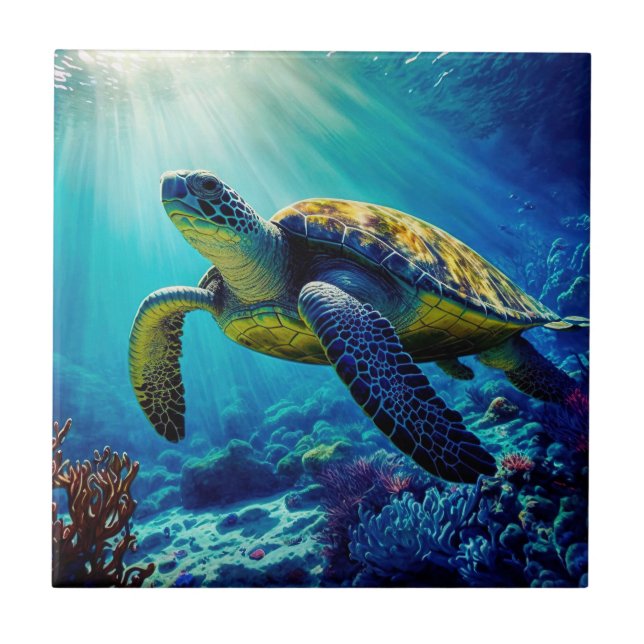Carreau Tortue de mer Océan Marine Vie Plage Nature Animau (Devant)