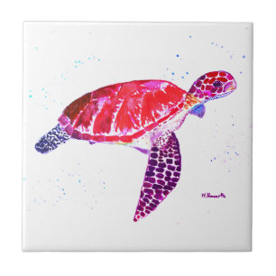 Carreau Tortue marine sous la mer Aquarelle Ocean Beach