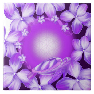 Carreau Tortue sacrée, Fleur de Vie & Dessin floral