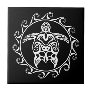 Carreau Tortue tribale blanche