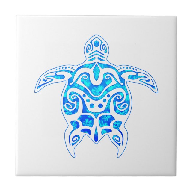 Carreau Tortue tribale bleue Cool (Devant)