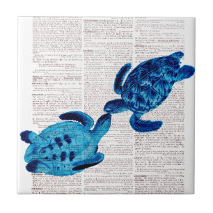 Carreau Tortues de mer bleues dans l'amour