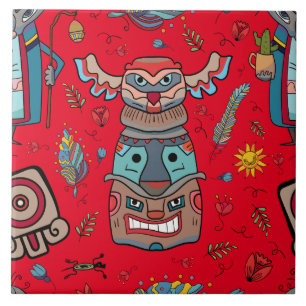 Carreau Totem rouge amérindien