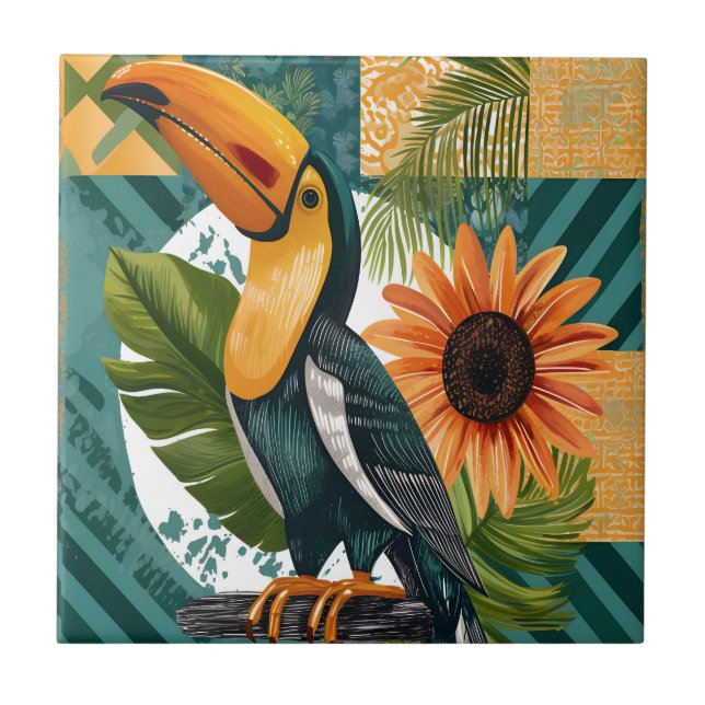 Carreau Toucan illuminé en harmonie tropicale (Devant)