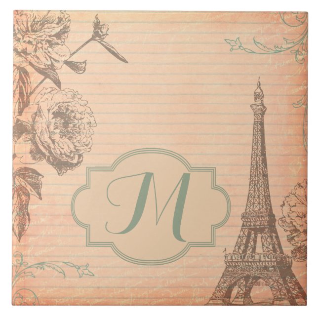 Carreau Tour Eiffel Paris France Monogram Display Tile (Devant)