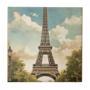 Carreau Tour Eiffel Paris Voyage Style Rétro Art Vintage