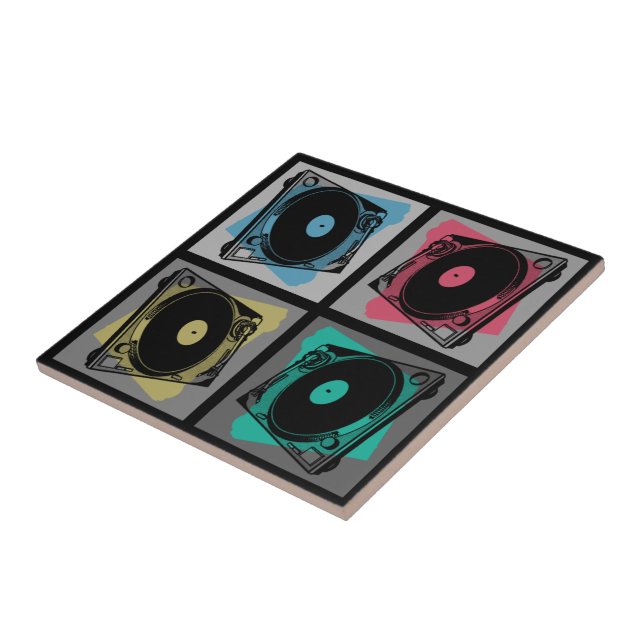 Carreau Tourne-disques d'art pop rétro (Côté)