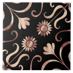 Carreau Tournesol argenté noir et Rose
