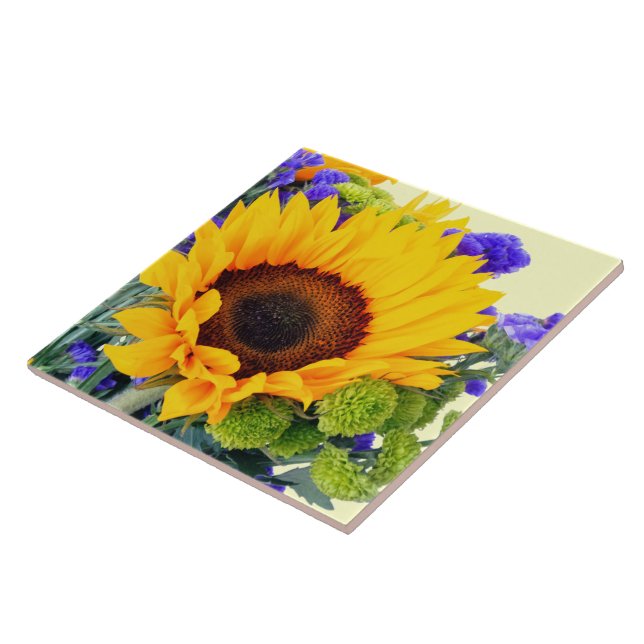 Carreau Tournesol et Statice Bleue (Côté)