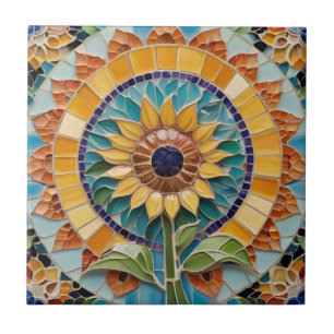 Carreau Tournesol Faux Mosaic avec soleil