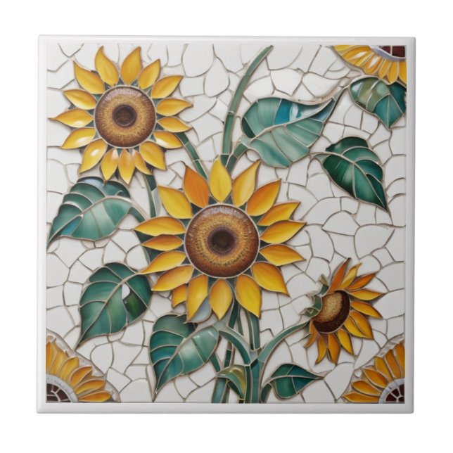 Carreau Tournesol Faux Mosaic Blanc (Devant)