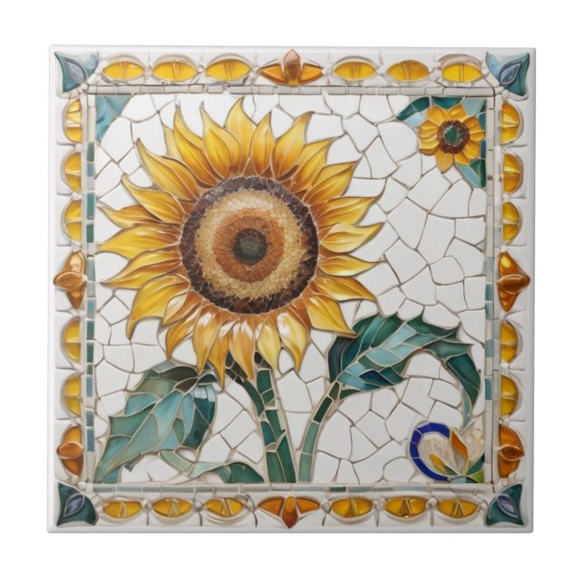 Carreau Tournesol Faux Mosaic Blanc (Devant)