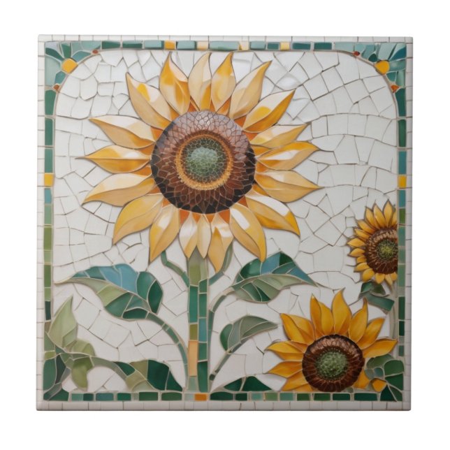Carreau Tournesol Faux Mosaic Blanc (Devant)