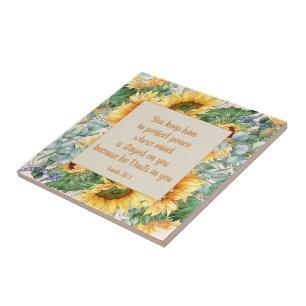 Carreau Tournesol Feuille Bible Verse Garder la paix parfa