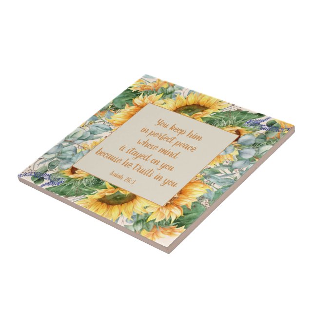 Carreau Tournesol Feuille Bible Verse Garder la paix parfa (Côté)