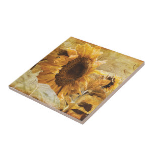 Carreau Tournesol Jaune Belle campagne Design floral