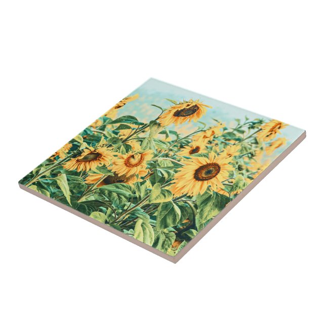 Carreau Tournesol Jaune Turquoise Art Design (Côté)