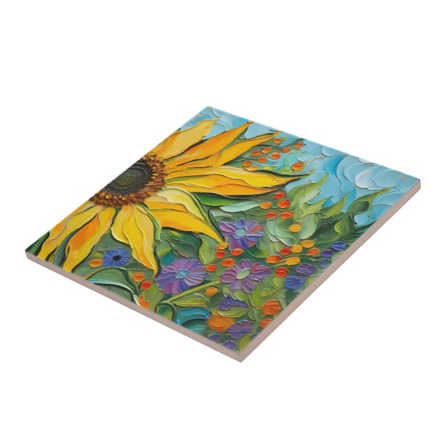 Carreau Tournesol peint (Côté)