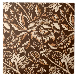 Carreau Tournesols de William Morris, brun chocolat et