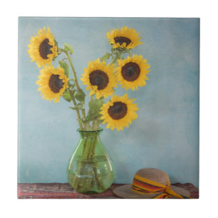 Carreau Tournesols en vase sur table