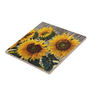 Carreau Tournesols Rustiques Sur Barton Imprimer