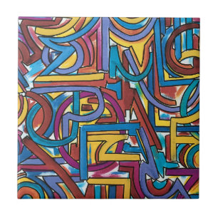 Carreau Tous les chemins mènent là - Art abstrait peint à