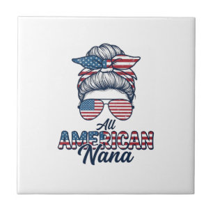 Carreau Tout à fait Américaine Nana Messy Bun Patriotique