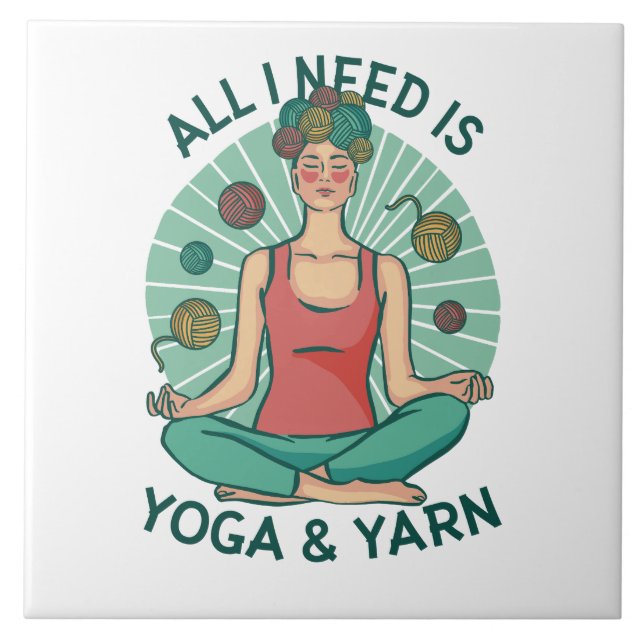 Carreau Tout ce dont j'ai besoin est Yoga et Yarne Phrase (Devant)