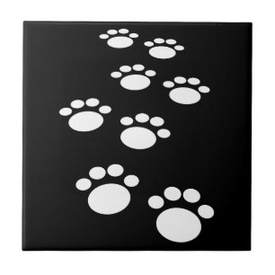 Carreau Tracé noir et blanc Cartoon Pet Paw Tracé