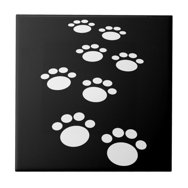 Carreau Tracé noir et blanc Cartoon Pet Paw Tracé (Devant)