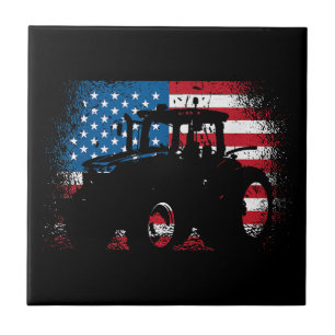Carreau Tractor USA Drapeau design pour Patriotic Farmer