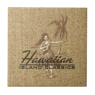 Carreau Tradewinds Hula Girl Hawaiian Tile Trivet