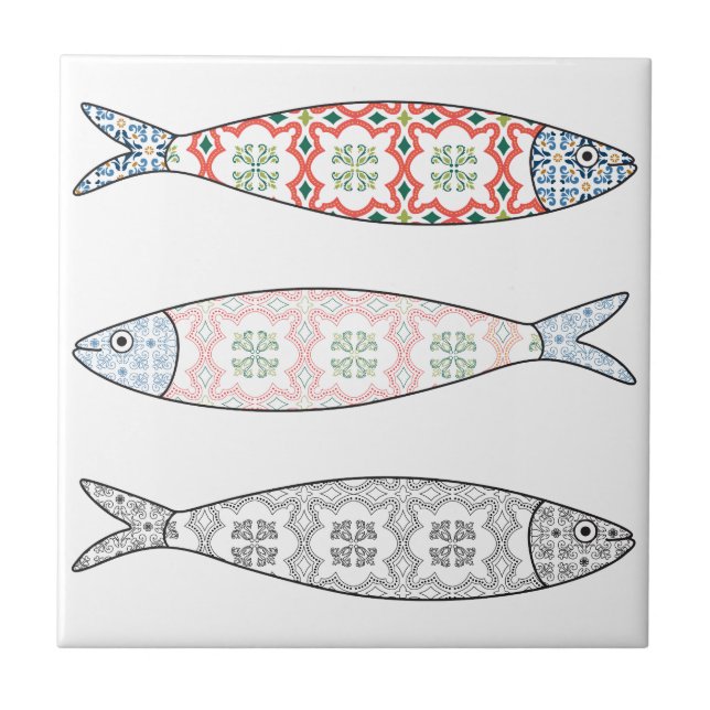 Carreau Traditional Portuguese icon. Colored sardines (Devant)