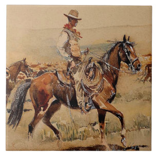 Carreau "Trail Drive" 2 Western Art par Edward Borein