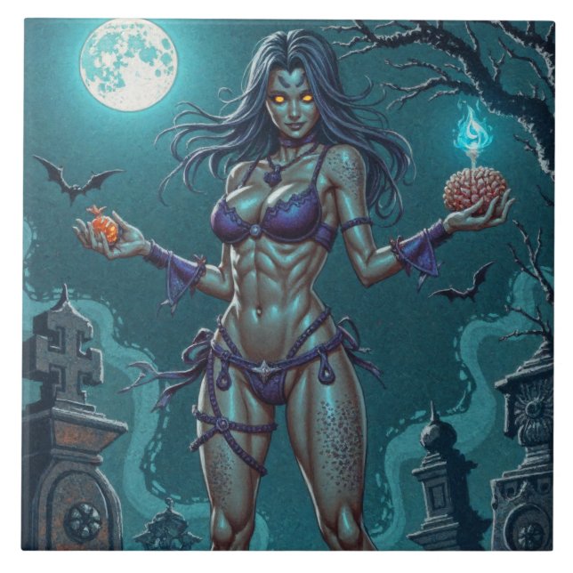 Carreau Traite d'Halloween ou ami Zombie w Cerveau (Devant)
