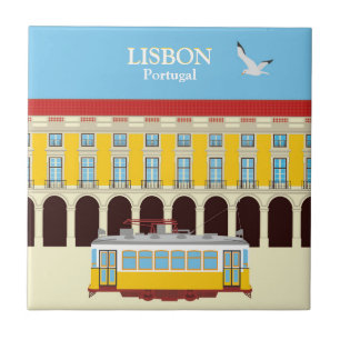 Carreau Tramway jaune de Lisbonne style vintage