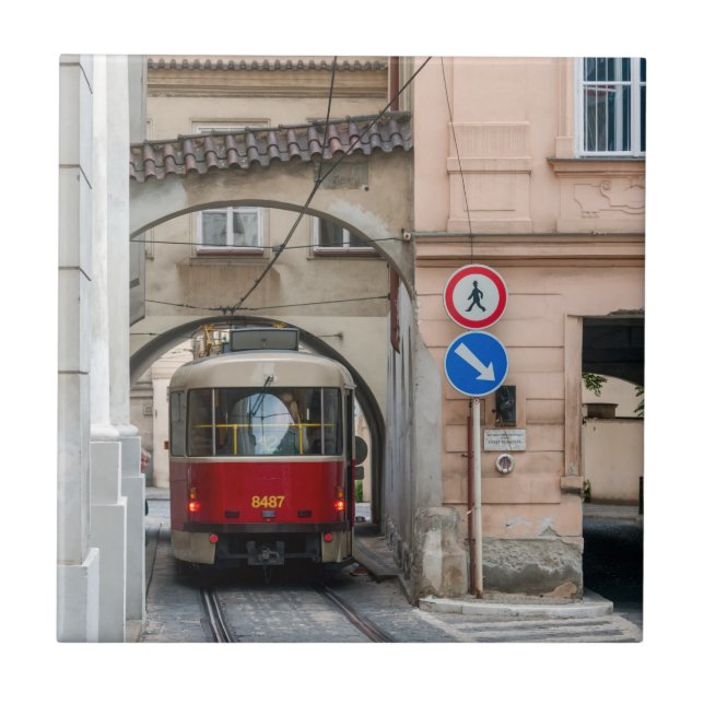 Carreau Tramway rouge dans la vieille ville de Prague - Ré (Devant)