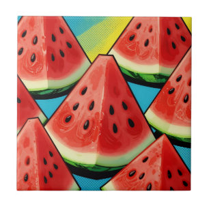 Carreau Tranches de pastèque vibrantes Pop Art
