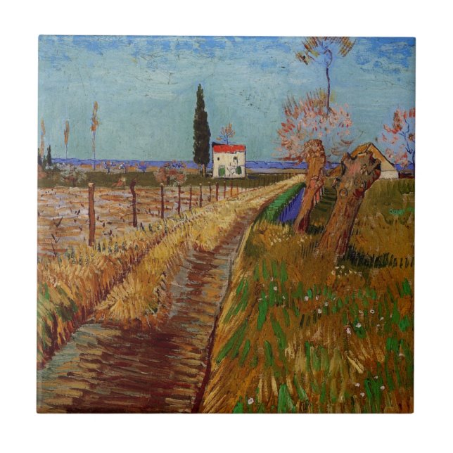 Carreau Traversée d'un champ, Willows par Vincent van Gogh (Devant)