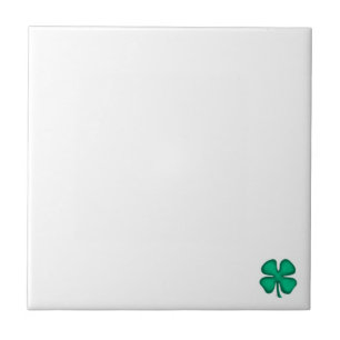 Carreau Trèfle irlandais à 4 feuilles, petite tuile blanch