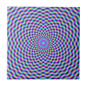 Carreau treillis circulaire en tuiles bleu et rose
