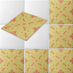 Carreau Treillis de roses roses avec motif de médaillon fl