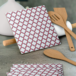 Carreau Trellis blanc et rouge, treillis, Quatrefoil